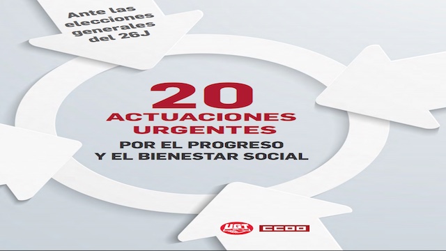 Actuaciones urgentes por el progreso y el bienestar social